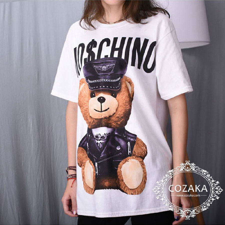 モスキーノ tシャツ くま moschino パロディ プリント tシャツ レディース テディーベアー 半袖 メンズ 韓国通販