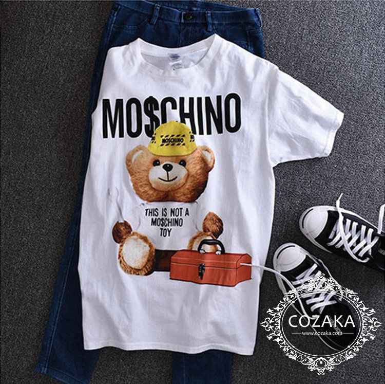 芸能人愛用 モスキーノ くま tシャツ レディース moschino パロディ 服 ワンピース風 セレブ おしゃれ 韓国 通販