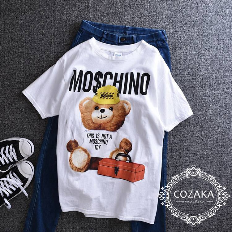 芸能人愛用 モスキーノ くま tシャツ レディース moschino パロディ 服 ワンピース風 セレブ おしゃれ 韓国 通販