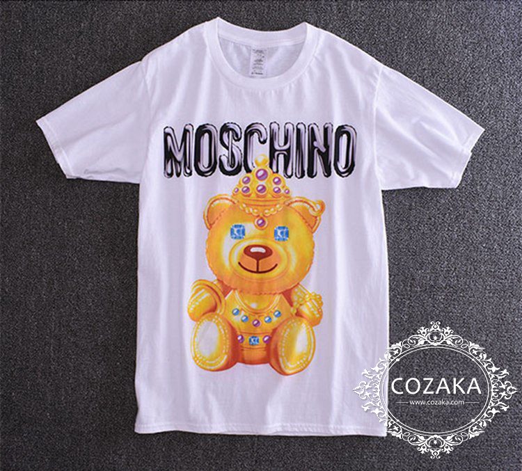 moschino パロディ tシャツ モスキーノ くま レディース セレブ ワンピ風 ビッグt 有名人愛用 韓国通販