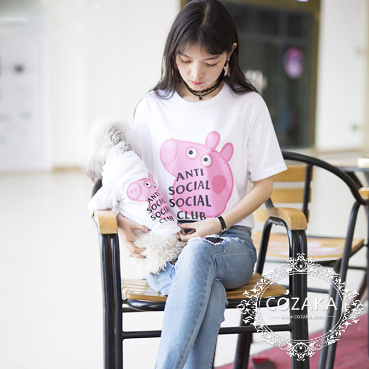 anti social social club 犬服 犬とのペアルック Tシャツ