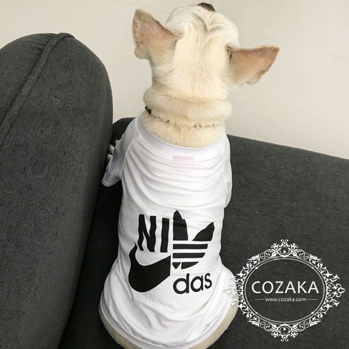 ナイキｘアディダス 犬服 tシャツ パロディ風