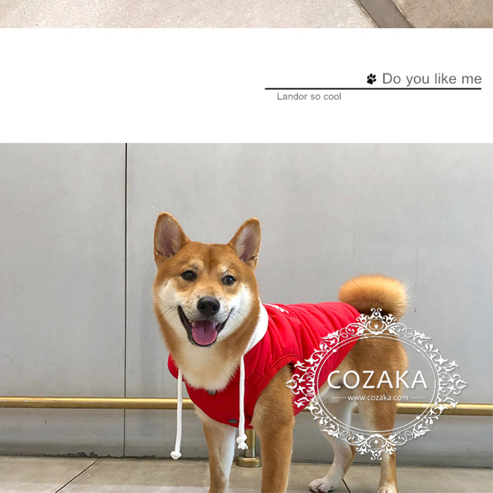 シュプリーム 犬服 ダウンベスト フード付き