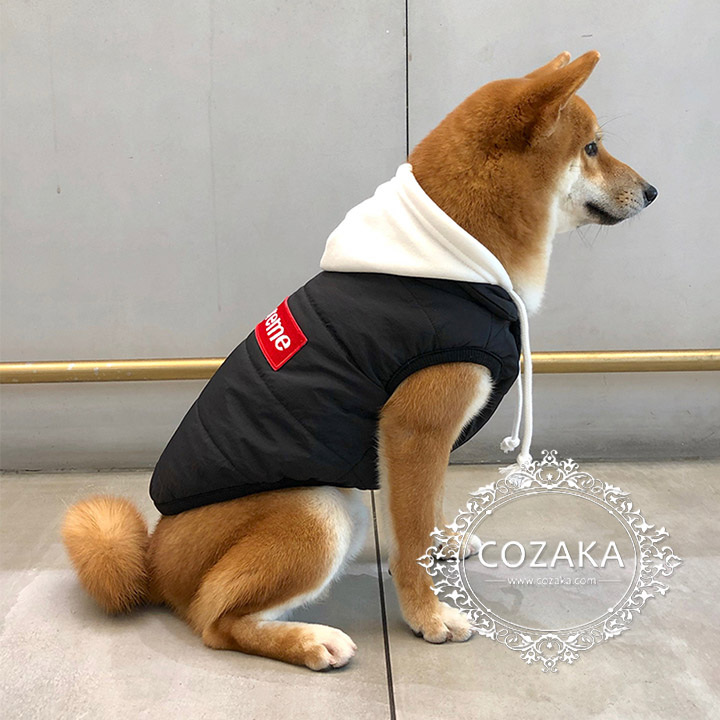 シュプリーム 犬服 ダウンベスト フード付き