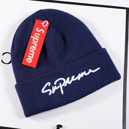 Supreme 刺繍型ブランド柄ニット帽