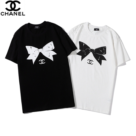 CHANEL 蝶结び ロゴプリントTシャツ