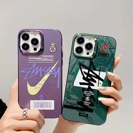 アイフォーン 13 stussy風 ケース 電気メッキ