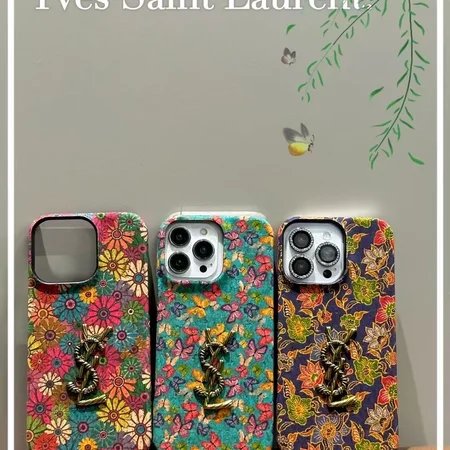 サンローランiphone16plusケース 蝶の花柄 韓国 激安