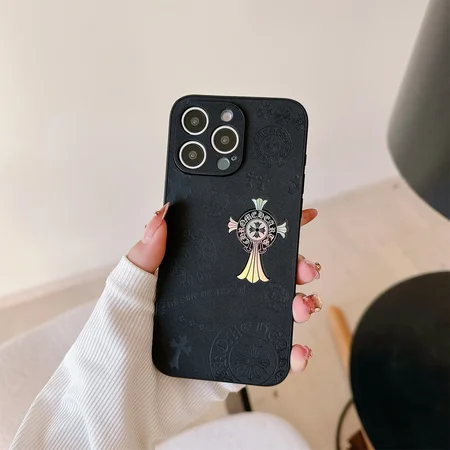 ロゴ型押し iphone16promax ケース クロームハーツ風 