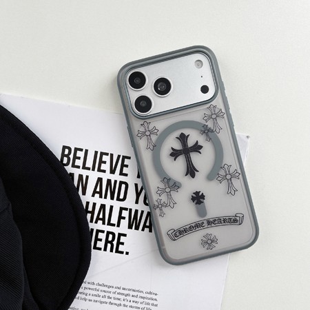 ブルー クロームハーツ風 ケース iphone 15 pro