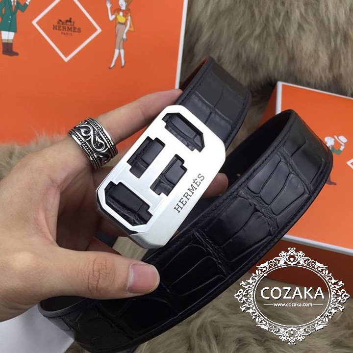 hermes レザーベルト クロコダイル柄