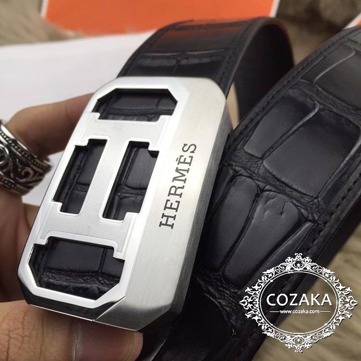 hermes レザーベルト クロコダイル柄