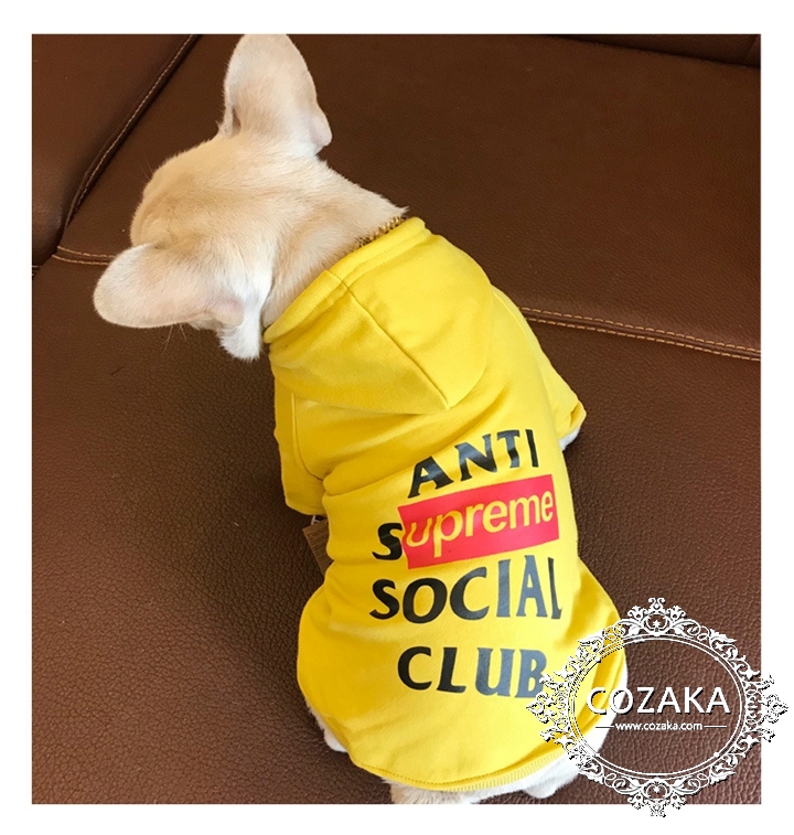 Supremeｘanti social social club 犬服 パーカー ペアルック