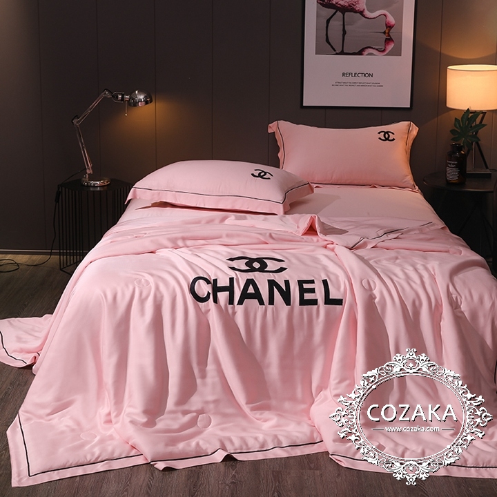 【COZAKA.com】CHANELシャネル高級ベッドカバーセット高品質ブランド寝具-ピンク シャネル寝具セット ピンク