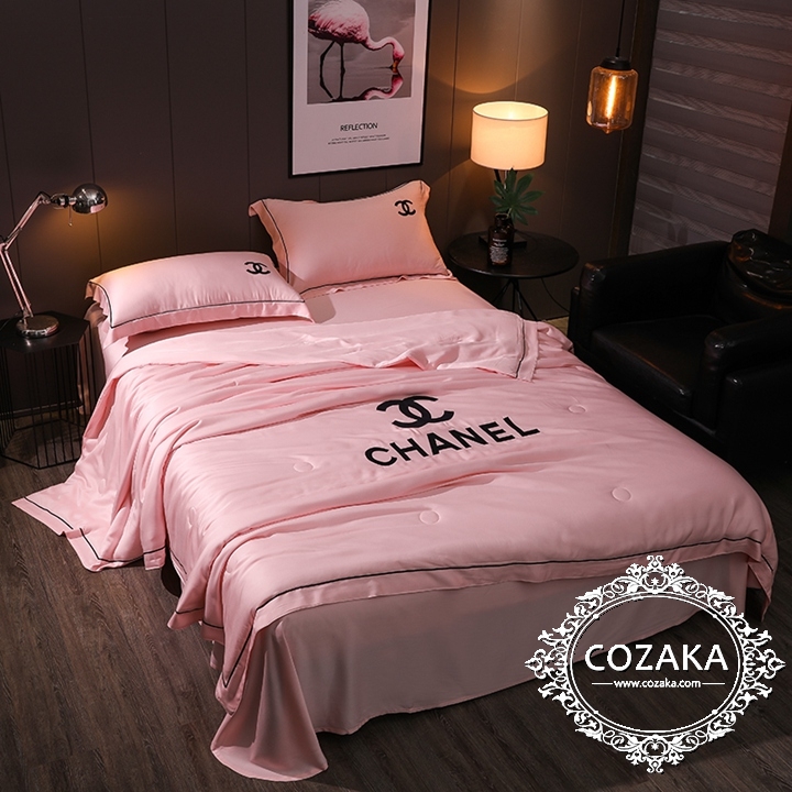 【COZAKA.com】CHANELシャネル高級ベッドカバーセット高品質ブランド寝具-ピンク