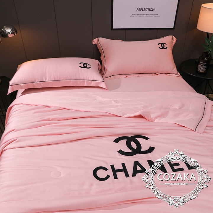 【COZAKA.com】CHANELシャネル高級ベッドカバーセット高品質ブランド寝具-ピンク CHANEL寝具 オシャレ 可愛い
