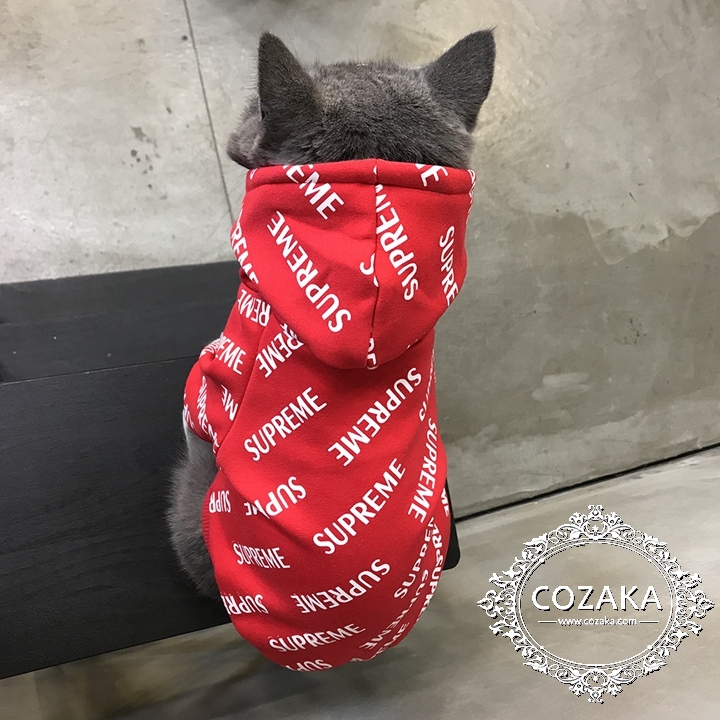 オシャレな猫服 SUPREME 帽子付き