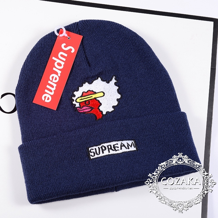 Supreme コラボ ニットキャップ Supream マスコット キャラクターニット帽子