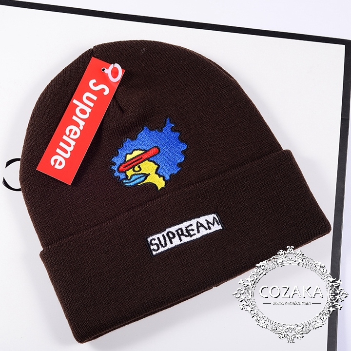 Supreme コラボ ニットキャップ Supream マスコット キャラクターニット帽子