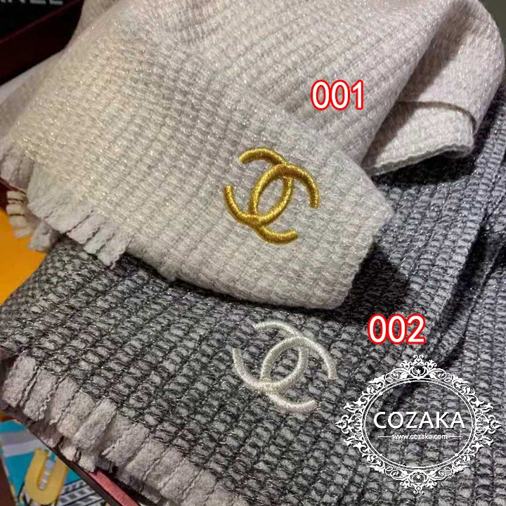 chanel カシミヤスカーフ おしゃれ