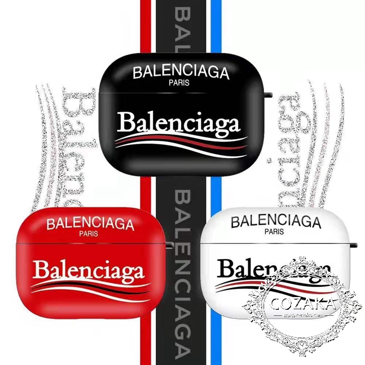 バレンシアガ airpodsケース balenciaga airpods proケース 光沢感 ブラック ホワイト レッド