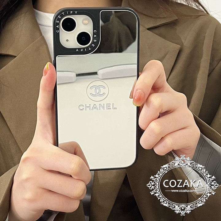 鏡付き 携帯ケース iPhone 13 mini/13 chanel