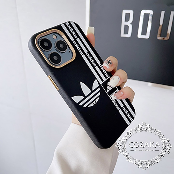 革製Adidas iphone14maxスマホケース
