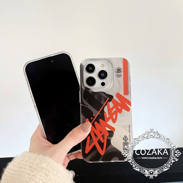 アイフォン 14max 半透明 ケース Stussy