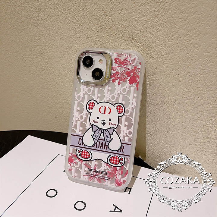 dior iphone15スマホケース かわいい 熊柄