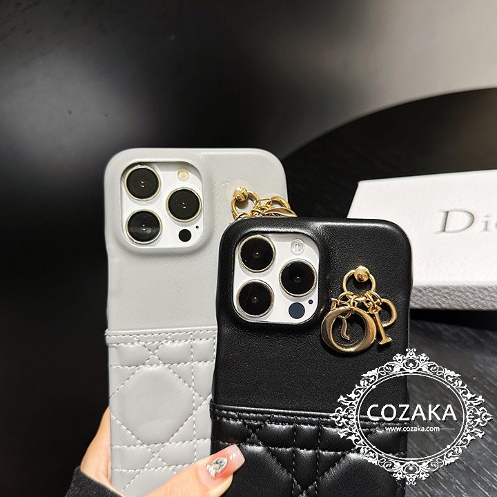 dior風アイホン15ケース ペンダント付き