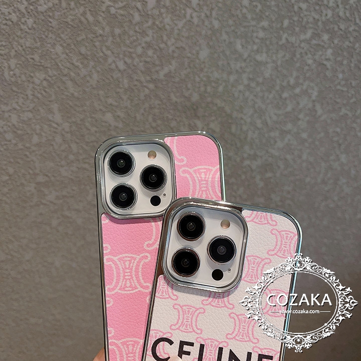アイフォン 14pro max 携帯ケースceline風 メタルロゴ