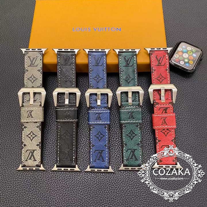 人気 通販 LV Apple Watch バンド 本革 通気性いい 耐酸化性 ブランド ルイヴィトンスライド式 時計ベルト互換性 合金 汗に強い 防水 オシャレ