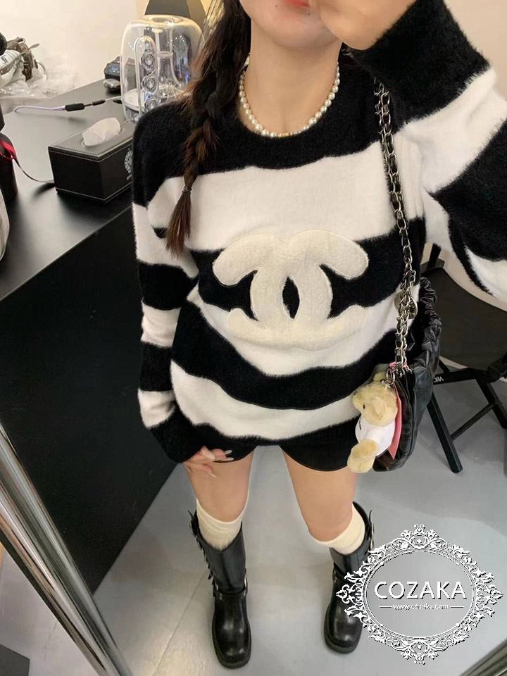 シャネル ウールストライプニット セーター
