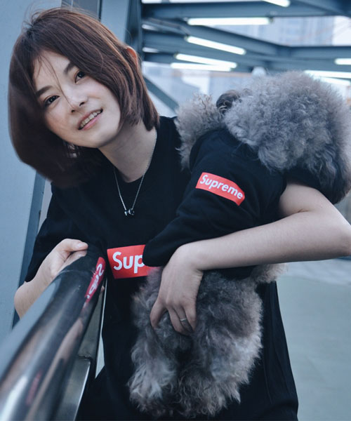 supreme box 犬服 Tシャツ 犬とお揃い ブラック