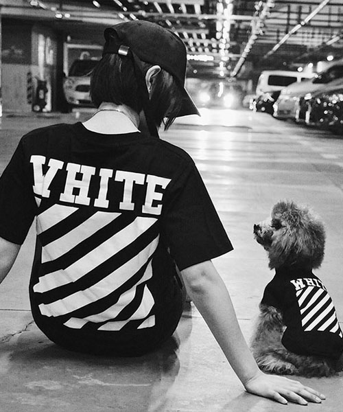 親子服 犬服 オフホワイト,ドッグウェア ファッション Tシャツ