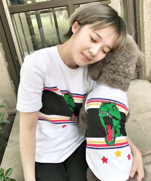 スケボーブランド 犬服 tシャツ,犬とのおしゃれペアルック レディース 白いTシャツ 