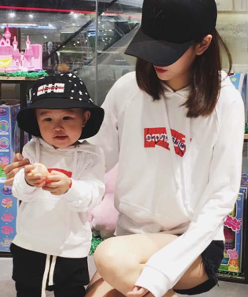 シュプリーム パロディ風 パーカー キッズ,親子服 Supreme プルオーバー おしゃれ