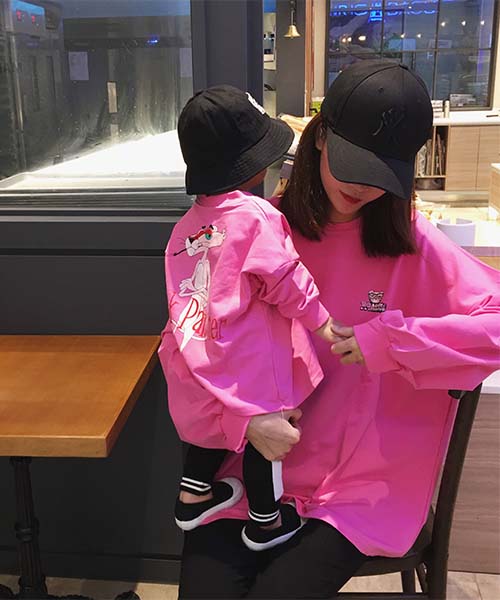 ピンク パンサー ロングスウェット キッズ,Pink Panther ワンピース風長袖 親子服