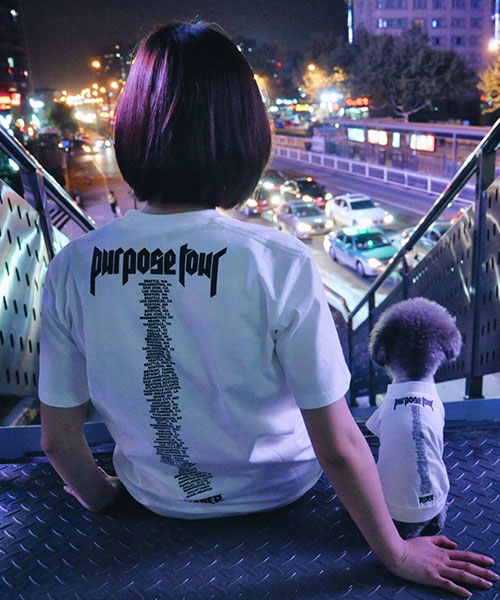 ヴェトモン ロゴtシャツ 犬とのペアルック