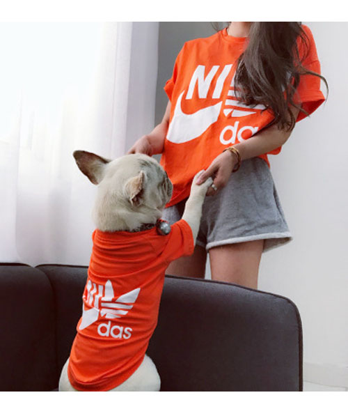 ナイキｘアディダス 犬服 tシャツ パロディ風