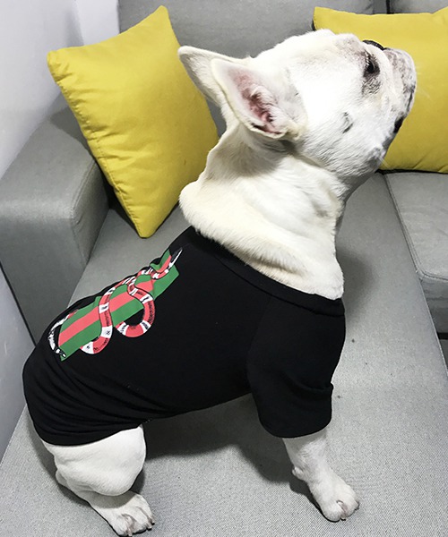 Gucci 犬服 Tシャツ パロディ グッチ ドッグウェア 薄手 蛇プリント 可愛い ペットウェア