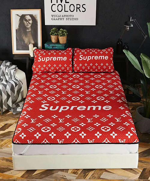 LV＆Supreme 敷きパッド 枕カバー 3点セット