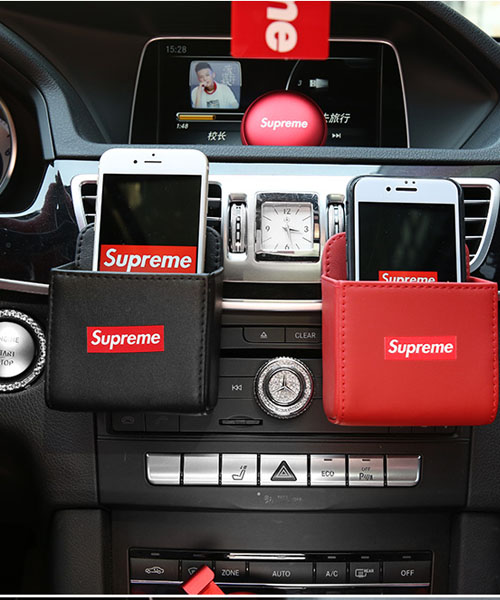 シュプリーム 車用小物入れバッグ エアベント掛け Supreme 車用収納ボックス Puレザー