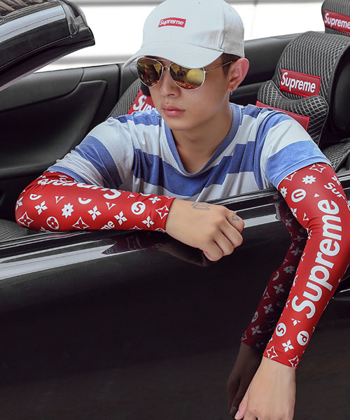 シュプリームｘルイヴィトン アームカバー Supreme Lv 腕カバー 日焼け止め 通気